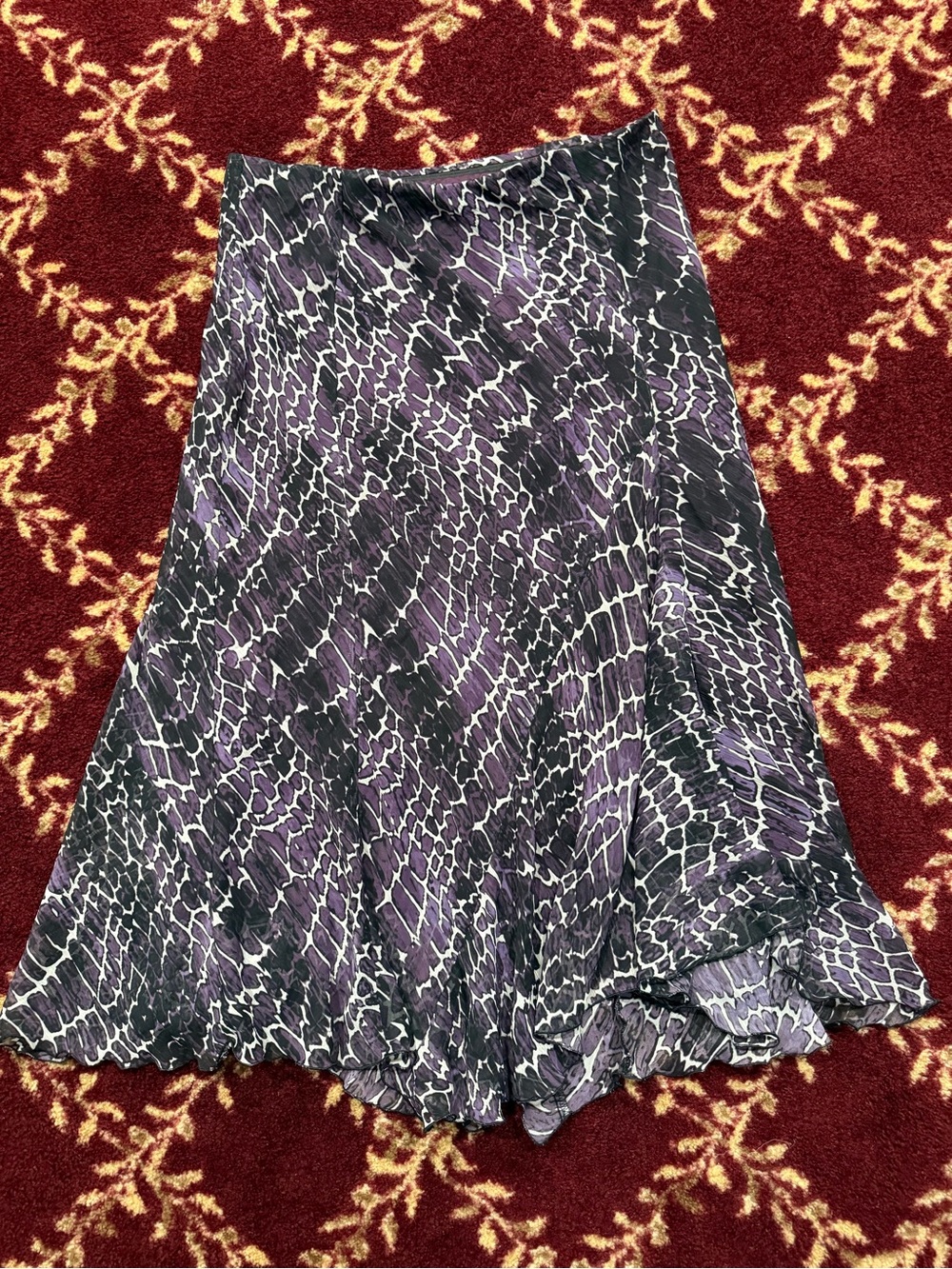 Anna Purple & Black Patterned Skater Skirt